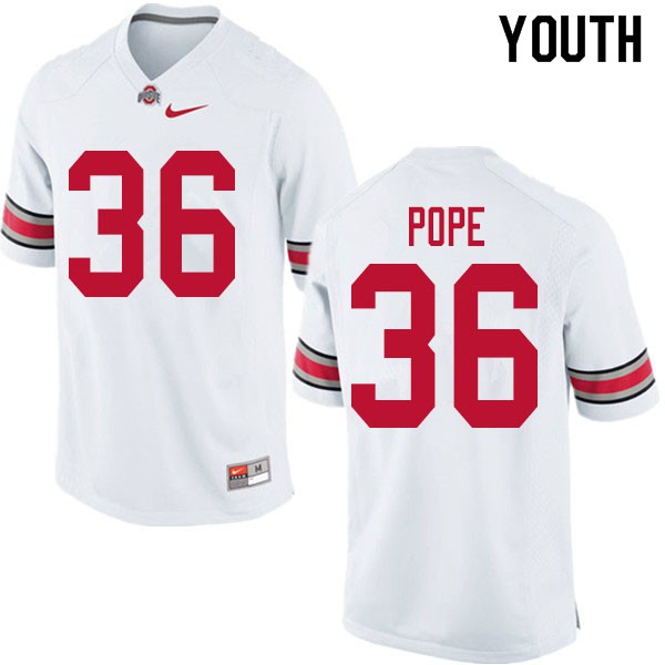 Ohio State Buckeyes #36 K'Vaughan Pope Youth University Jersey White